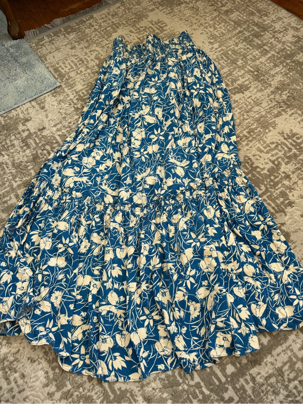 Free People Way Of The Wind Teal Blue Floral Tiered Maxi Skirt XS - Picture 16 of 16
